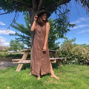 Vintage Button Down Long Dress - Summer Dress